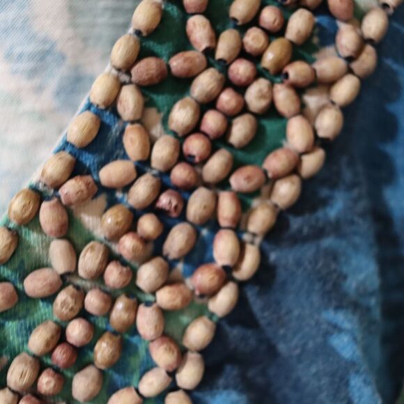 Sonoma Blue Ikat Print Wooden Beaded Neckline Tank Top Petite Large - Picture 5 of 10